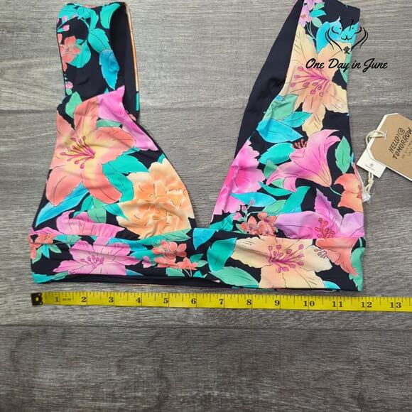 Billabong Tropic Time Reversible Plunge Bikini Top Size M - Picture 6 of 7